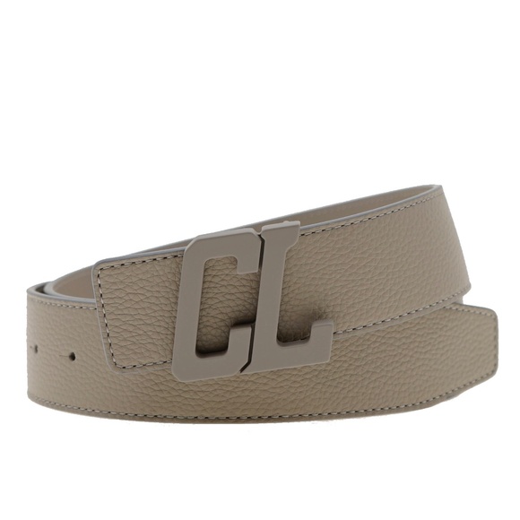 Christian Louboutin Happy Rui CL Logo Belt Grey Leather Men...